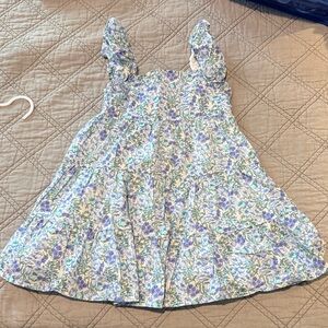 Floral Blue and White Kids Dress